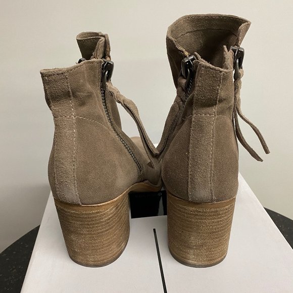 Dolce Vita Lana - Women's Taupe Suede Ankle Boots - Picture 5 of 7